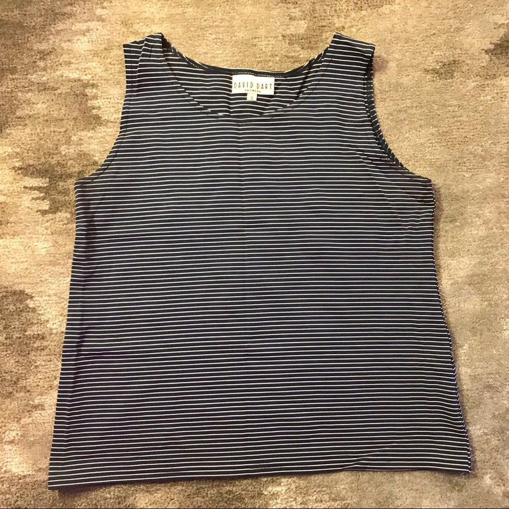 DAVID DART Beach Chic Navy and White Striped Tank